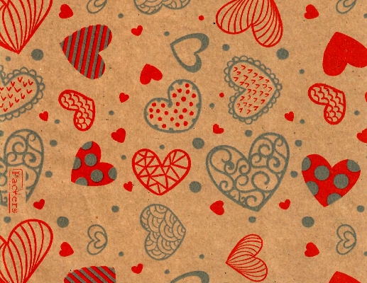 PAPEL DE REGALO KRAFT CUORE ROJO-GRIS